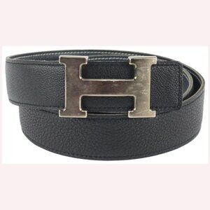 Hermès 32mm Reversible H Logo Belt Kit Matte Silver Black x Navy Blue 114h47
